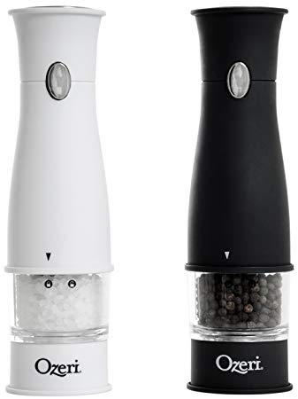 Ozeri BPA Free Artesio Electric Salt and Pepper Grinder Set, White/Black