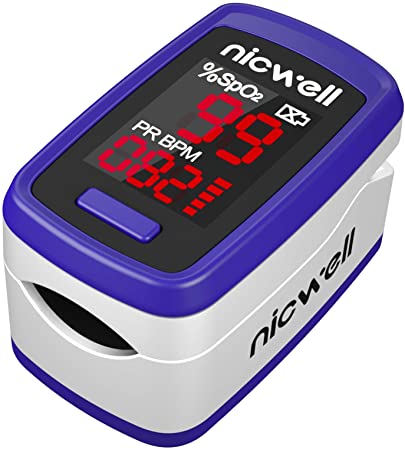 Nicwell Fingertip Pulse Oximeter,SpO2 Pulse Oximeter with Accurate Fast Reading and Large LED Display,Figer-Clamp Blood Oxygen Saturation Monitor with Lanyard,Royal Blue