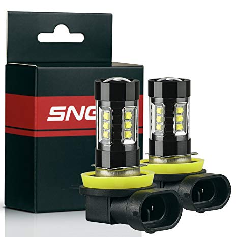 SNGL H8 Super Bright CREE LED DRL Fog Light bulbs - Plug-and-Play - 6000K Cool White (Pack of 2)