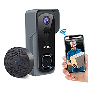 Video Doorbell Wireless WiFi Smart Doorbell Camera，GEREE 1080P HD Security Home Camera，32G Micro SD Card，Real-Time Video and Two-Way Talk, Night Vision, PIR Motion Detection 166° Wide Angle Lens