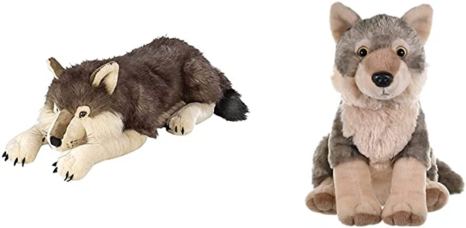 Wild Republic Jumbo Wolf Plush, Giant Stuffed Animal, Plush Toy, Gifts for Kids, 30 Inches & Wolf Plush, Stuffed Animal, Plush Toy, Gifts for Kids, Cuddlekins 12 Inches