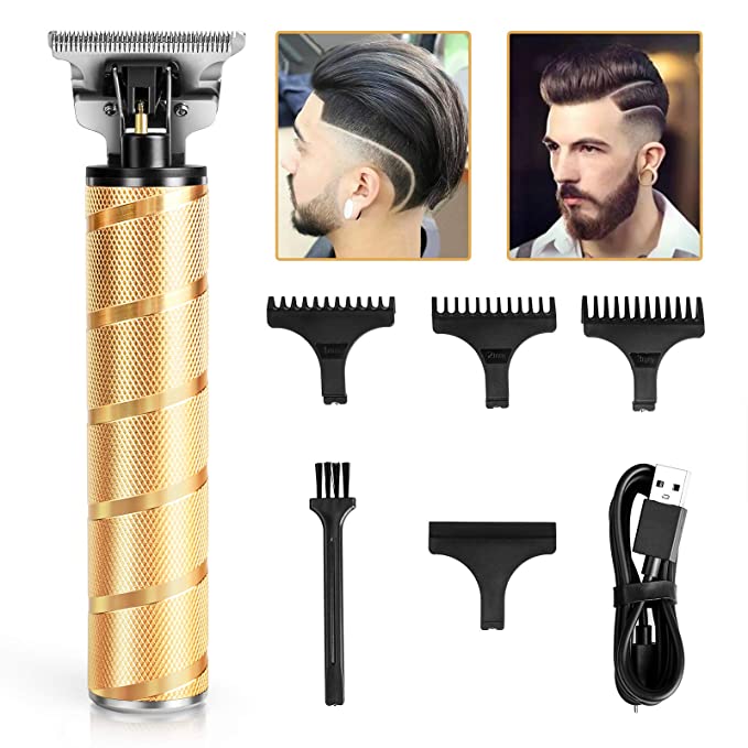 Hair Clippers for Men, Zero Gapped Hair trimmers, Anyfun T-Blade Pro Li outline clippers trimmers for Hair Cutting, Cordless Hair Clippers, USB Qucik Charge Waterproof T outliner trimmers (gold)