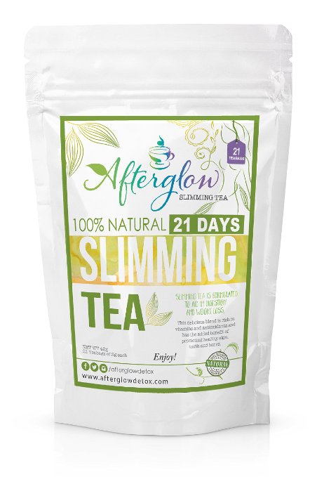 Slimming Tea - 21 Day Supply of Tea Bags With Garcinia Cambogia - Aids in Safe, Natural Weight Loss - Boosts Your Digestion And Tastes Great by Afterglow Tea