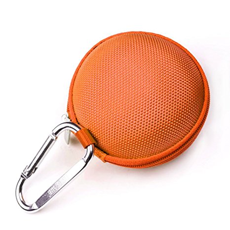 Case Star ® Earphone handsfree headset HARD EVA Case For Yurbuds Ironman INSPIRE Woman Earphones - Clamshell/MESH Style with Zipper Enclosure, Inner Pocket, and Durable Exterior   Silver Climbing Carabiner With Case star cellphone bag (EVA Earphone Case-Orange)
