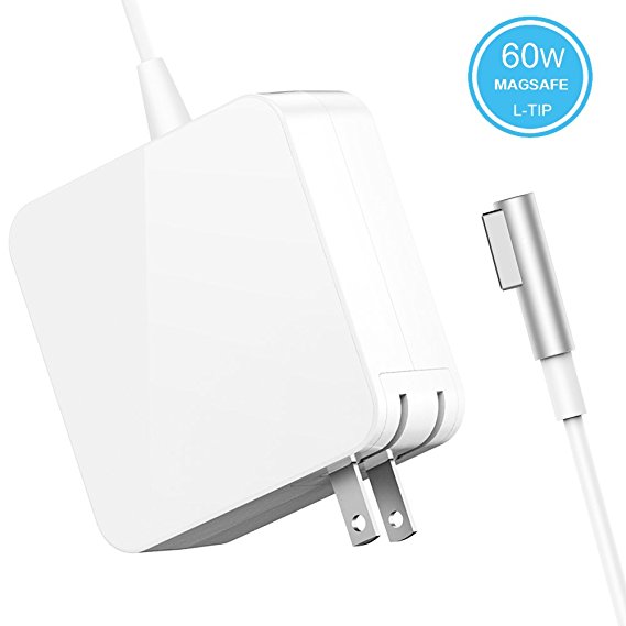 Macbook Pro Charger, SKONYON Replacement 60W Magsafe Magnetic L-Tip Power Adapter Charger For Macbook and Macbook Pro 13-inch (Before Mid 2012 Models)(White)