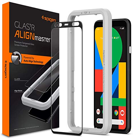 Spigen, 1Pack, Pixel 4 Screen Protector, Full screen coverage, Align Master, Auto Alignment Technology, Tempered Glass, 9H Hardness, Case Friendly, Pixel 4 Tempered Glass Screen Protector