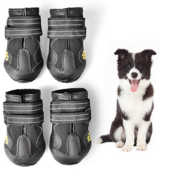 PUPWE Dog Booties,Dog Shoes,Dog Outdoor Shoes, Running Shoes for Dogs,Pet Rain Boots, Labrador Husky Shoes for Medium to Large Dogs,Rugged Anti-Slip Sole and Skid-Proof-4Ps