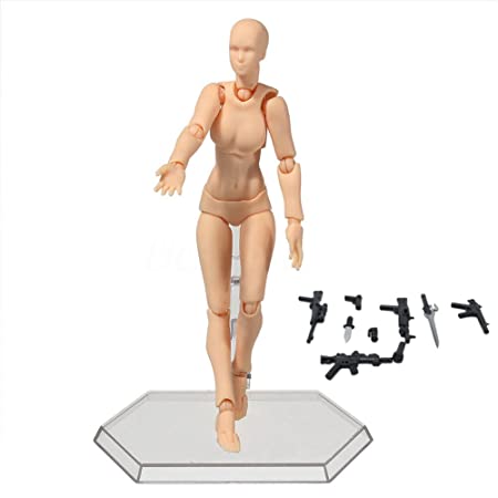 ALEXTREME Art Mannequin Set,Action Figure,2 Pcs/Set Light Body PVC Movebale Action Figure Model for SHF Version 2.0 Gifts (Female, Skin)