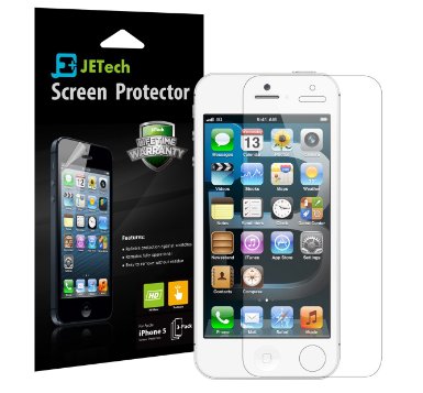 iPhone 5s Screen Protector, JETech® 3-Pack iPhone SE 5 5S 5C HD Screen Protector Film Retail Packaging