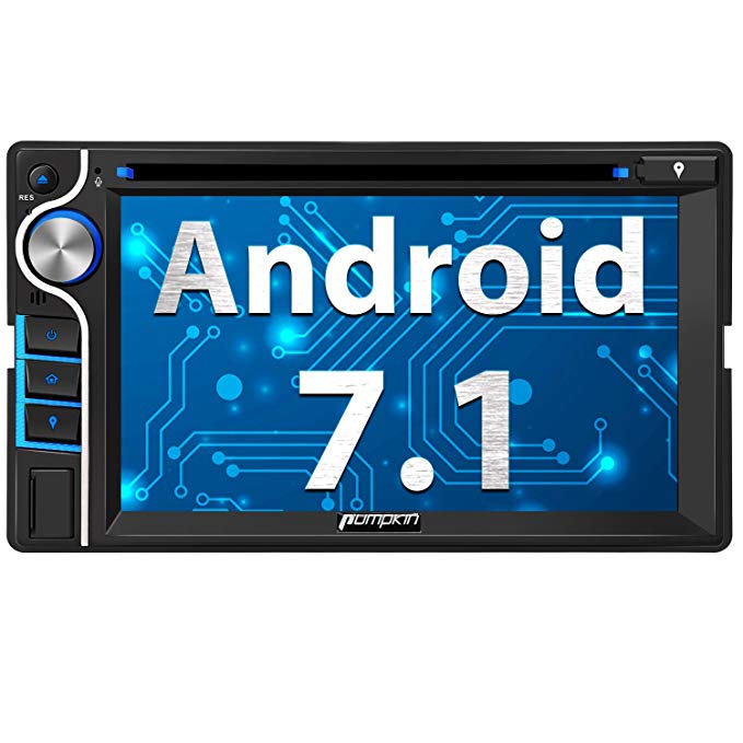 Pumpkin Android 7.1 Car Stereo Double Din with DVD CD Player, Navigation, WiFi, Support Backup Camera, Fastboot, Android Auto, USB SD, 6.2 inch Touch Screen