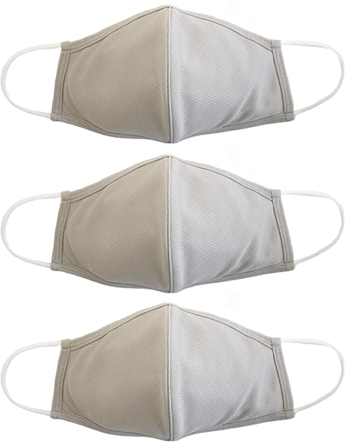 EnerPlex Comfort 3-Ply Reusable Face Mask - Breathable Comfort, Fully Machine Washable, Face Masks Large (3-Pack) - Sand