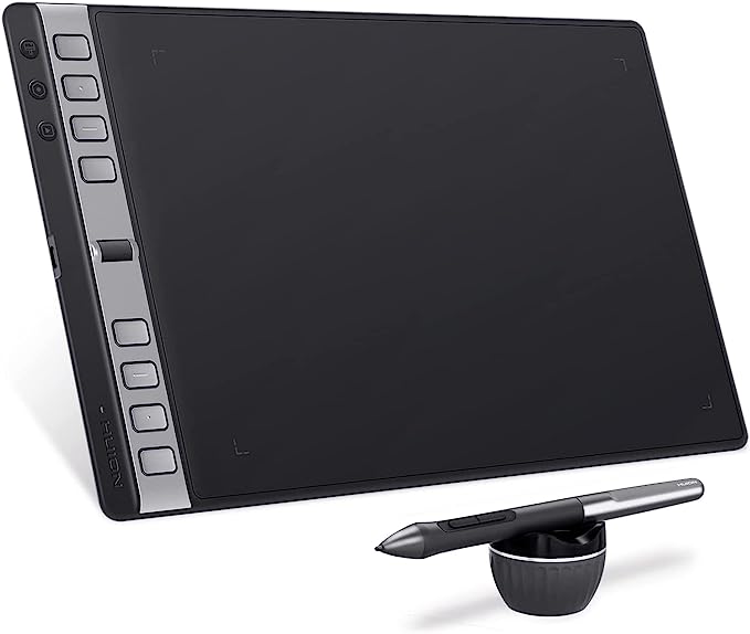 HUION Drawing Tablets Inspiroy 2 L with Scroll Wheel 8 Customized Keys Battery-Free Stylus,Works with Mac, PC & Moible, 10 * 6 inch-Large