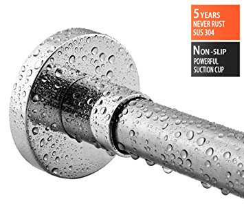 BRIOFOX Shower Curtain Rod 48-72 Inches, Spring Tension   Powerful Suction Cup Shower Rod Non-Fall Down, Never Rust 304 Stainless Steel Use for Bathroom Kitchen Home Never Collapse No drilling