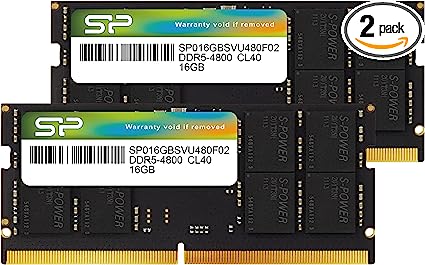 Silicon Power DDR5 32GB (16GBx2) 4800MHz (PC5-38400) 262-pin CL40 1.1V SODIMM Laptop RAM Computer Memory SP032GBSVU480F22