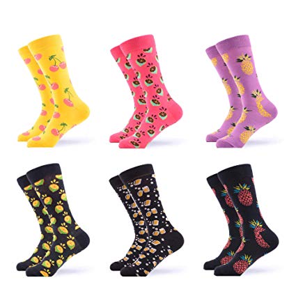 WeciBor Men's Dress Cool Colorful Fancy Novelty Funny Casual Combed Cotton Crew Socks Pack