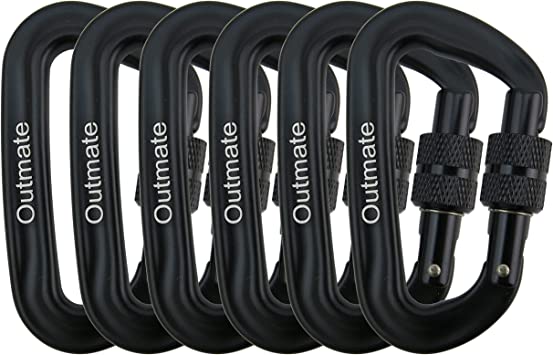 Outmate Hammock Carabiner Clip,12kN 7075 Aluminium Alloy Carabiners,Heavy Duty Clips 2645lbs/1200kg,Perfect Gear for Hammocks Camping Hiking Keyring and Utility
