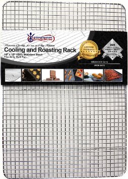 Kitchenatics Commercial Grade 10"x15" Stainless Steel Cooling and Roasting Rack Heavy Duty Thick-Wire Grid Fits Jelly Roll Pan Oven-Safe Rust-Resistant