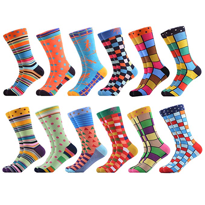 WeciBor Men's Colorful Funny Novelty Crazy Combed Cotton Casual Socks Packs