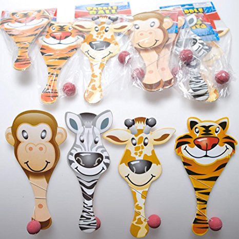 Zoo Animal Paddle Ball Games (12 Pack)