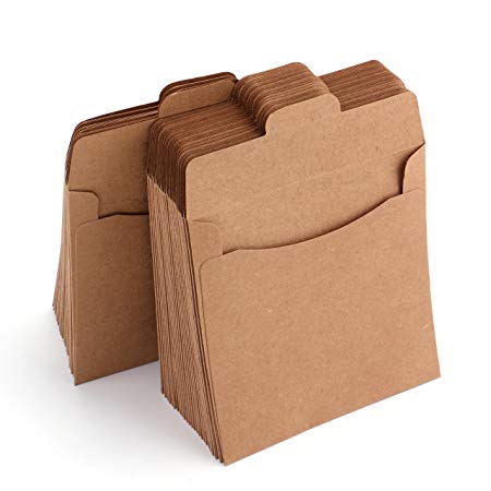 Fasmov 5" x 5" CD Sleeves Kraft Paper DVD Envelopes, 150 Pack