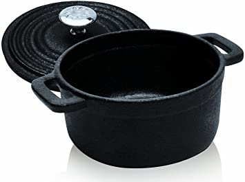 Ecolution EOBK-2515 25 Quart Cast Iron Casserole with Lid, 4 Inch / 0.25 Qt, Black