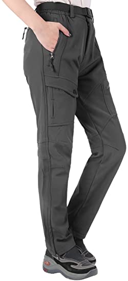 Singbring Women's Outdoor Fleece Lined Waterproof Windproof Ski Snow Hiking Pants