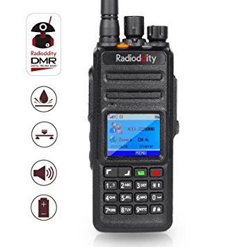 Radioddity GD-55 Plus 10W IP67 Waterproof UHF 400-470MHz 256CH 2800mAh DMR Digital Two Way Radio Ham Radio Compatible with Mototrbo Dual Time Slot, with Free Programming Cable and 2 Antennas