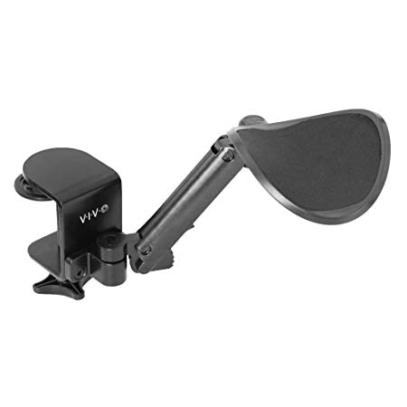 VIVO Black Universal Clamp-on Adjustable Armrest, Desk Cradle Rotating Elbow Cushion | Above Table Extension Platform Arm Support (MOUNT-ARM01)