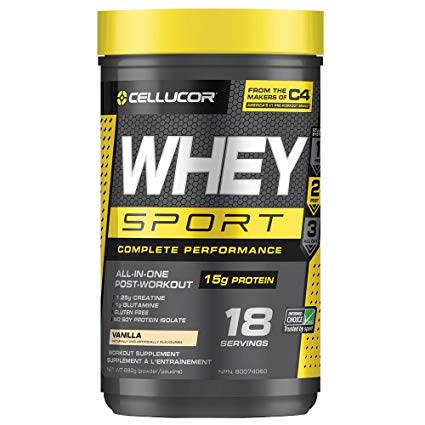 Cellucor Whey Sport Protein Powder, Post Workout Recovery Drink with Whey Protein Isolate, Creatine & Glutamine, Vanilla, 18 Servings