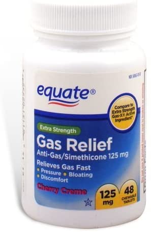 Equate - Gas Relief, Extra Strength, Simethicone 125 mg, 48 Chewable Tablets, Compare to Gas-X