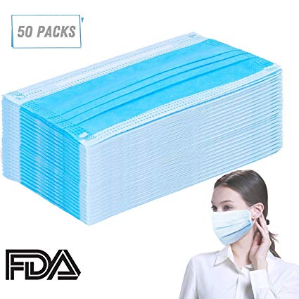 50 PCS Disposable Face Masks (3-PLY) Disposable Premium Earloop Face Masks, for Medical Grade, Surgical, Dental, Allergy,Laboratory