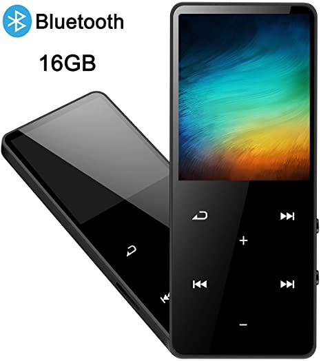 MP3 Player, 16GB MP3 Music Player with Bluetooth, Ultra Slim HiFi Lossless Sound Music Player with FM Radio, Voice Recorder, E-Book, Support up to 128GB