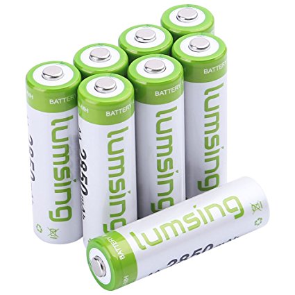 Lumsing AA Rechargable Batteries 2850mAh Ni-MH 8-Pack with Battery Storage Box
