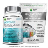 Coconut Colon Detox - 90 Veggie Capsules - 30 day Cleanse for Weight Loss support - Gentle Effective Relief - No Harsh Side Effects - Made in the USA 100 Money Back Guarantee