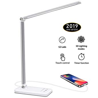 LED Desk Lamp, 6 W USB Rechargeable Adjustable Desk Lamp, 2000 mAh Folding Touch Control, 5 Colour Modes, 10 Brightness Levels, Protects Eyes, Low Power Consumption [Energy Class A  ]