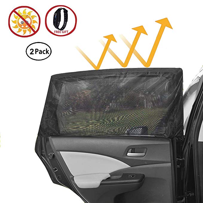 Car Window Shade, VILLSION Universal Fit Truck Jeep SUV Car Rear Window Sun Shade for Baby Breathable Mesh Sunshade Protect Baby/Pet from UV Rays, 2 Pack