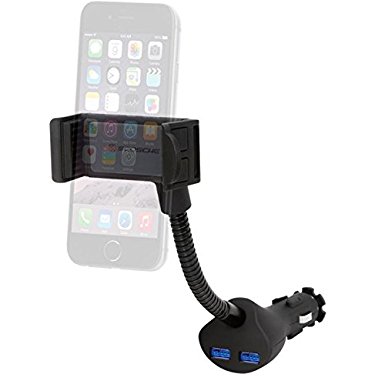 Scosche Powermount Flex Universal Car Mount Charger Dock Holder with 2 USB Ports Car Charging Stand for All Smartphone/Iphone/Ipod/MP3 Devices