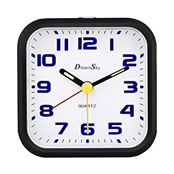 DreamSky Analog Battery Alarm Clock With Snooze , Nightlight/Backlight , Battery Operated Clock For Bedroom , Non-Ticking , Ascending Loud Alarms .