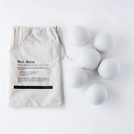 Molly's Suds Wool Dryer Balls, Set of 6. Natural Fabric Softener, Reusable, Unscented, Reduce Drying Time and Hypoallergenic