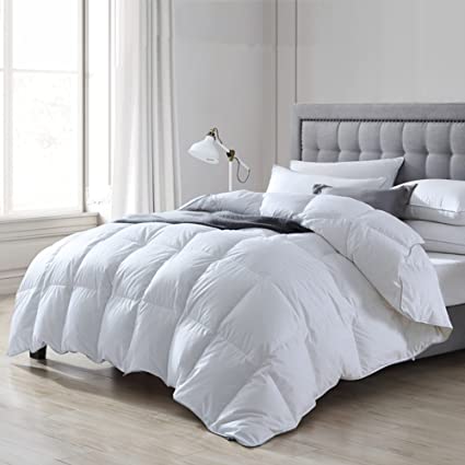 KASENTEX All Seasons 100% Cotton Goose Down and Feather Duvet Insert - Soft Fluffy White Comforter, 60x90, Twin Size