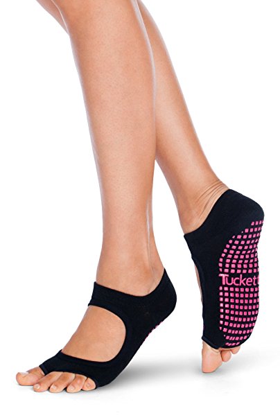 Tucketts Womens Yoga Socks, Toeless Non Slip Skid Grippy Low Cut Socks for Yoga, Pilates, Barre, Studio, Bikram, Ballet, Dance - Allegro Style