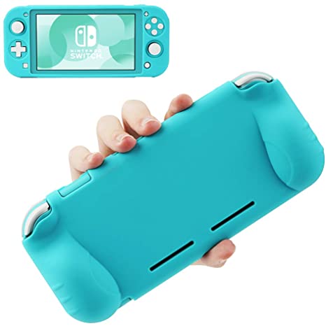 Grip Case for Switch Lite, KIWI design Soft Silicone Grip Cover Skin Anti-Scratch Non-Slip Shockproof Protective Case with Full Protection Body for Nintendo Switch Lite 2019 (Turquoise)