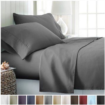 Queen Sheet Set by ienjoy Home Collection - Deep Pocket Bed Sheets - 100% Soft Brushed Microfiber Bedding - Queen, Gray