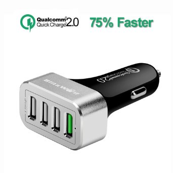 Quick Charge 20 Car Charger BlitzWolf 54W Qualcomm Certified QC20 USB  24A Power3S Port Car Charger for Samsung Galaxy S6 Edge Note 4 5 Edge Nexus 6 Xperia Z3 Adroid Phone and iPhones