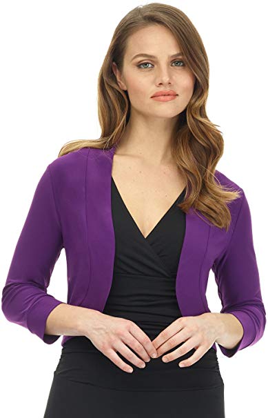 Rekucci Women's Soft Knit Rounded Hem Stretch Bolero Shrug