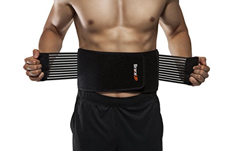 BraceUP® Stabilizing Lumbar Lower Back Brace and Support Belt with Dual Adjustable Straps and Breathable Mesh Panels
