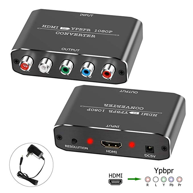 HDMI to Component Vedio Converter,Muosu HDMI to Ypbpr Scaler HDMI Input to Component Video   R/L Audio Output Converter Adapter Support 1080p for PS3,DVD(Aluminum)