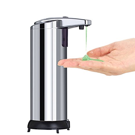 Automatic Touchless Soap Dispenser, Ansoon Fingerprint Resistant Liquid Infrared IR Sensor Soap Dispenser for Bathroom or Kitchen with Waterproof Base ( 280ml)