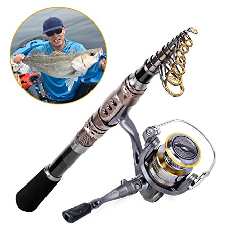 Fishing Rod   Reel Combos , HighSound Fishing Pole Set Saltwater Freshwater Kit(Line & Lure Accessories Box Kit Available)