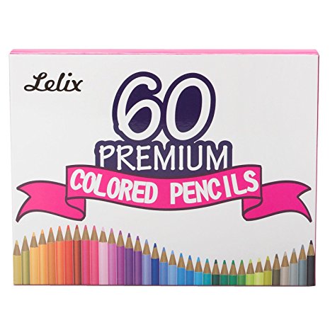 Lelix Premium Soft Core Colored Pencils 60 Unique Colors Perfect Pencil for Adult Coloring Books and Artists